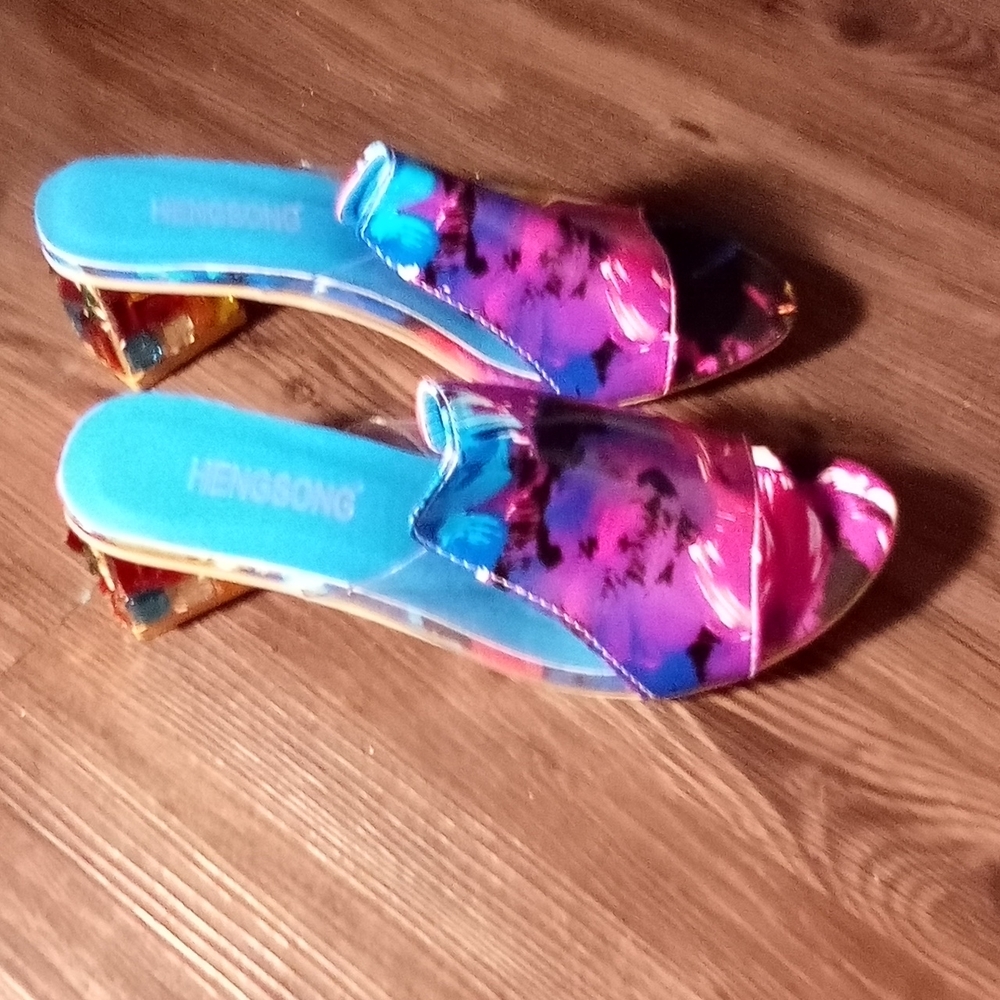 Women's Vibrant Pink and Blue Mules